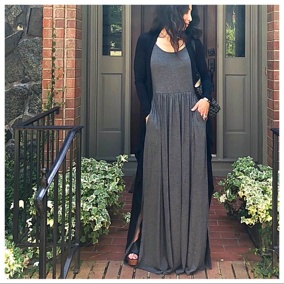 ✨LAST ONE✨Charcoal grey tank side slit maxi dress - Picture 2 of 8